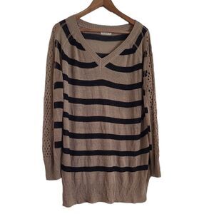 Women's sweater Andthewhy size large Striped tan